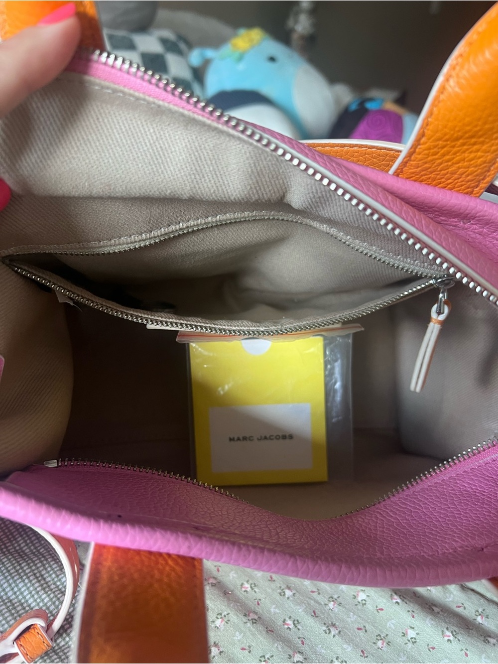 Marc Jacobs Pink and Orange Pebbled Leather Tote - Picture 8 of 16